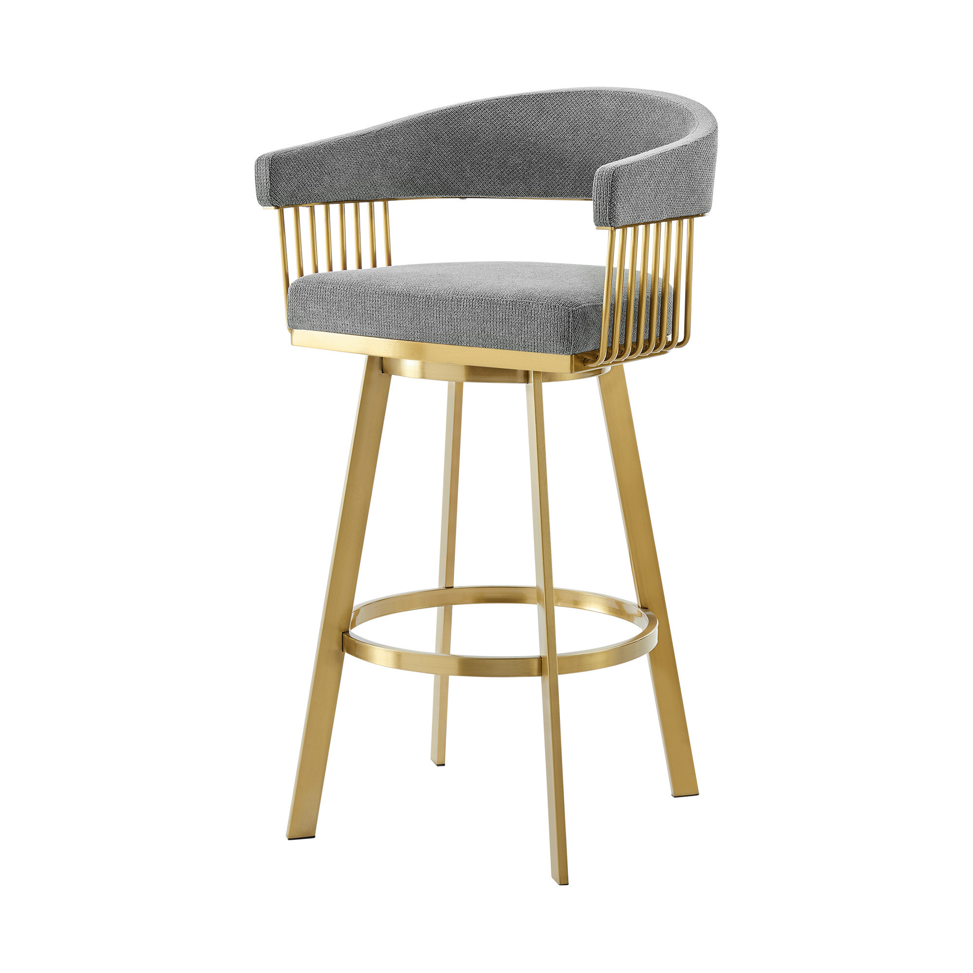 30" Gray and Gold Swivel Bar Stool with Armrests (38" Overall Height) 6 30" Gray and Gold Swivel Bar Stool with Armrests (38" Overall Height) - Image 6
