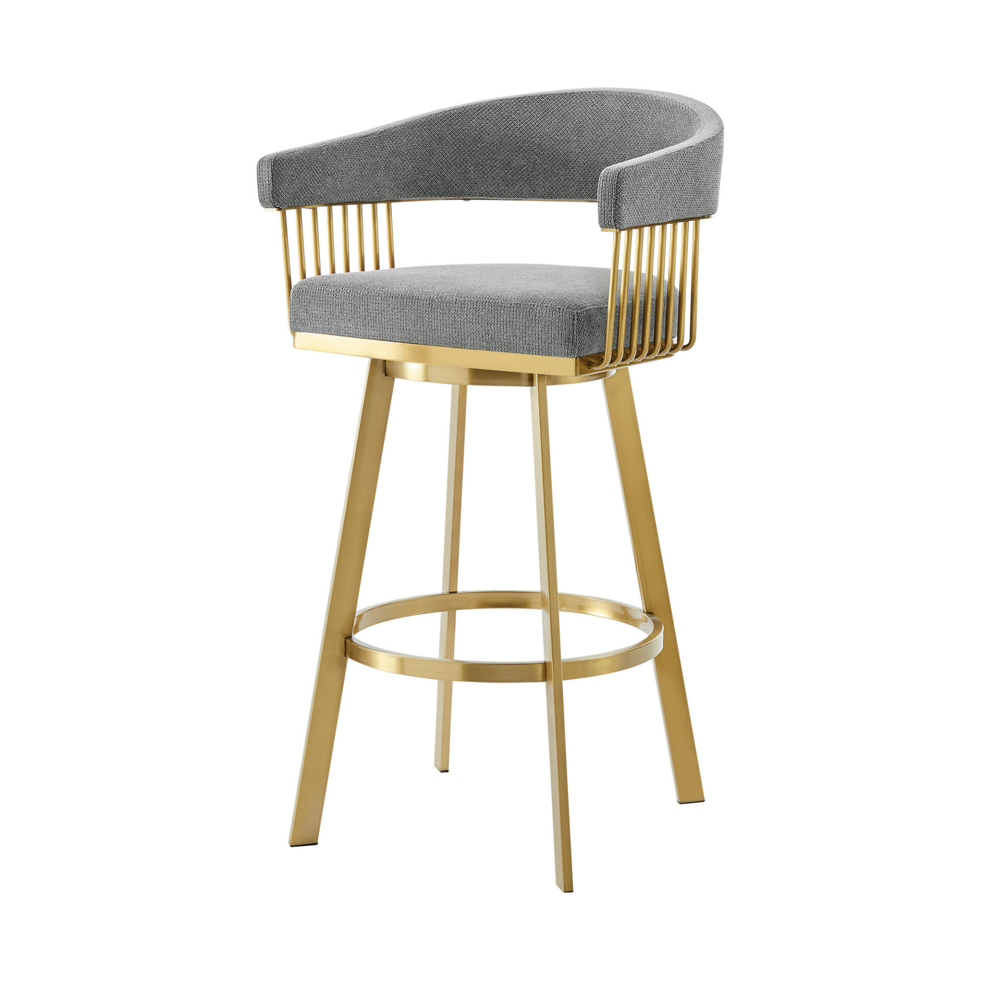 30" Gray and Gold Swivel Bar Stool with Armrests (38" Overall Height) 7 30" Gray and Gold Swivel Bar Stool with Armrests (38" Overall Height) - Image 7