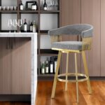 30" Gray and Gold Swivel Bar Stool with Armrests (38" Overall Height) 11 30" Gray and Gold Swivel Bar Stool with Armrests (38" Overall Height)