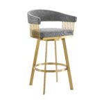 30" Gray and Gold Swivel Bar Stool with Armrests (38" Overall Height) 13 30" Gray and Gold Swivel Bar Stool with Armrests (38" Overall Height)
