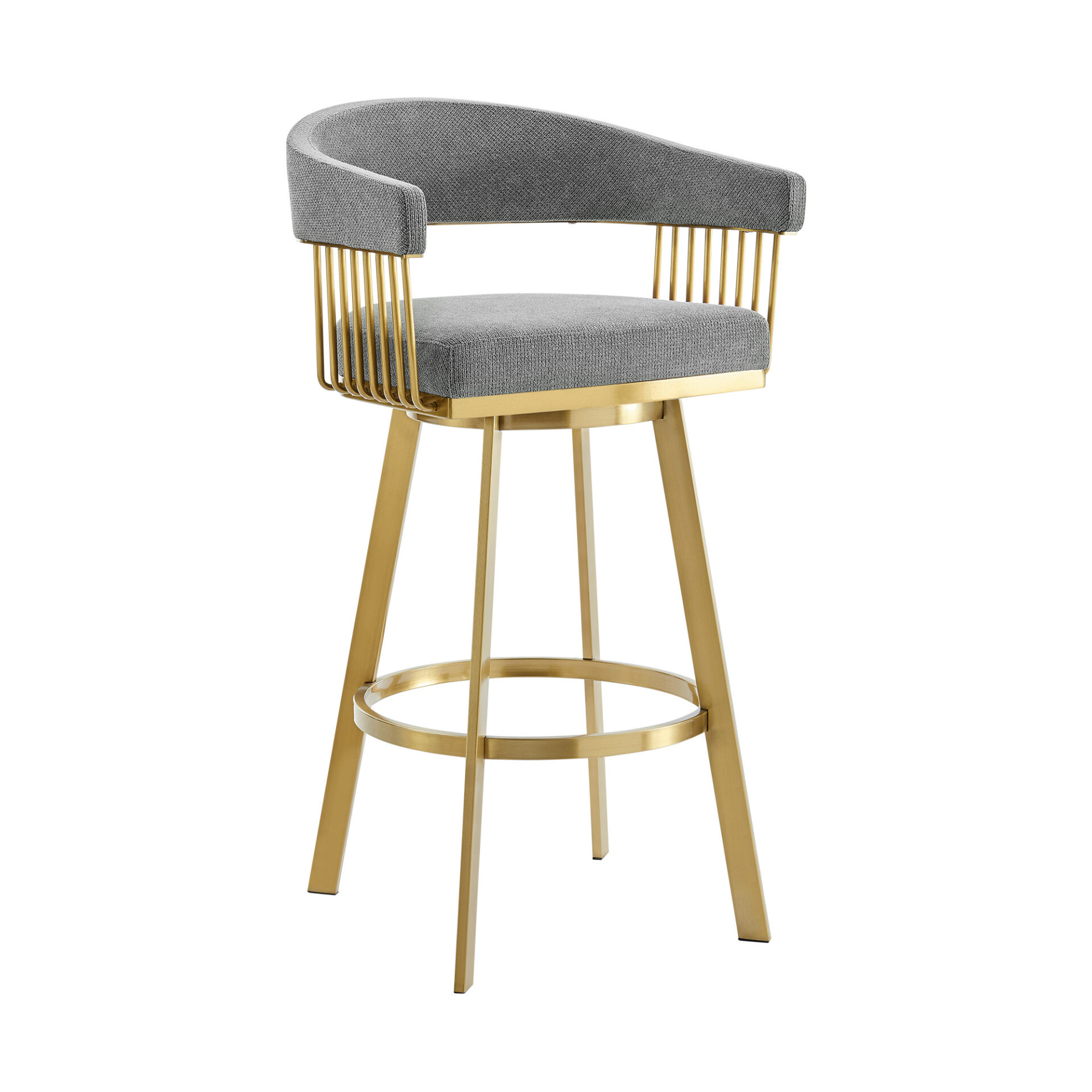 30" Gray and Gold Swivel Bar Stool with Armrests (38" Overall Height) 4 30" Gray and Gold Swivel Bar Stool with Armrests (38" Overall Height) - Image 4