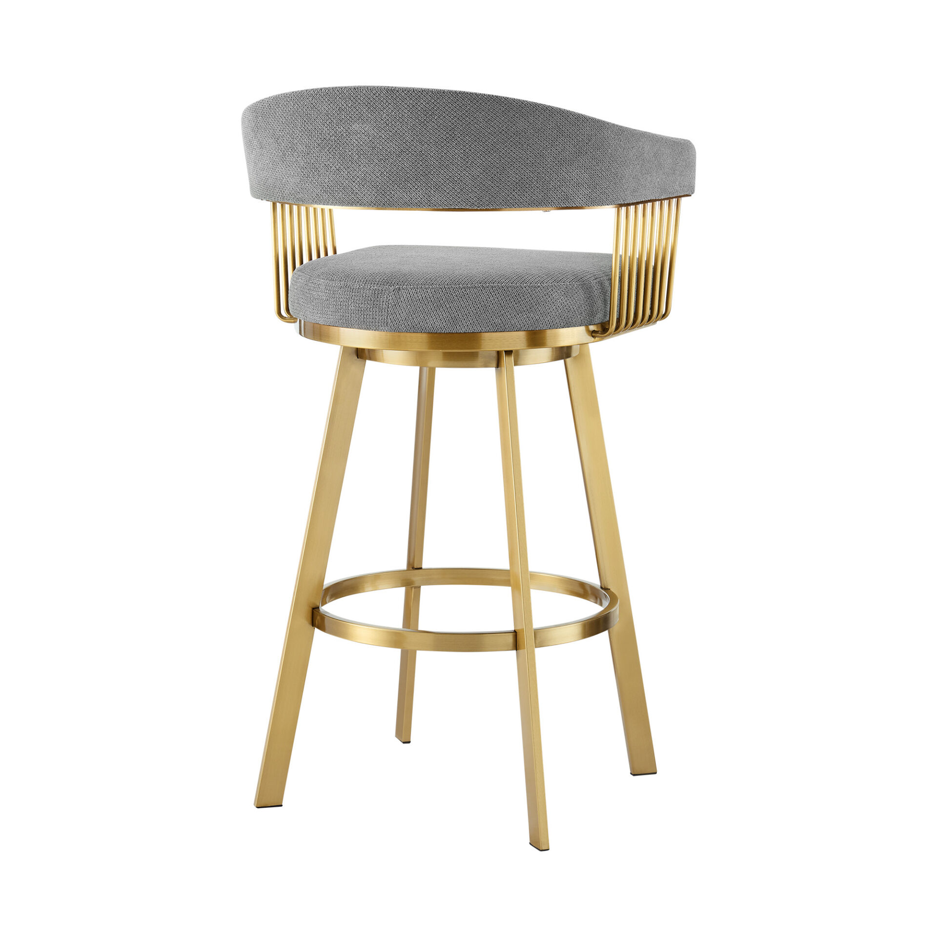 30" Gray and Gold Swivel Bar Stool with Armrests (38" Overall Height) 5 30" Gray and Gold Swivel Bar Stool with Armrests (38" Overall Height) - Image 5