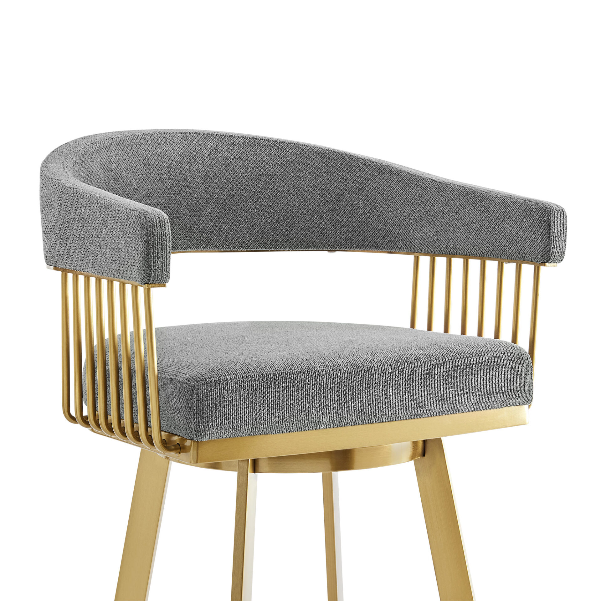 30" Gray and Gold Swivel Bar Stool with Armrests (38" Overall Height) 8 30" Gray and Gold Swivel Bar Stool with Armrests (38" Overall Height) - Image 8