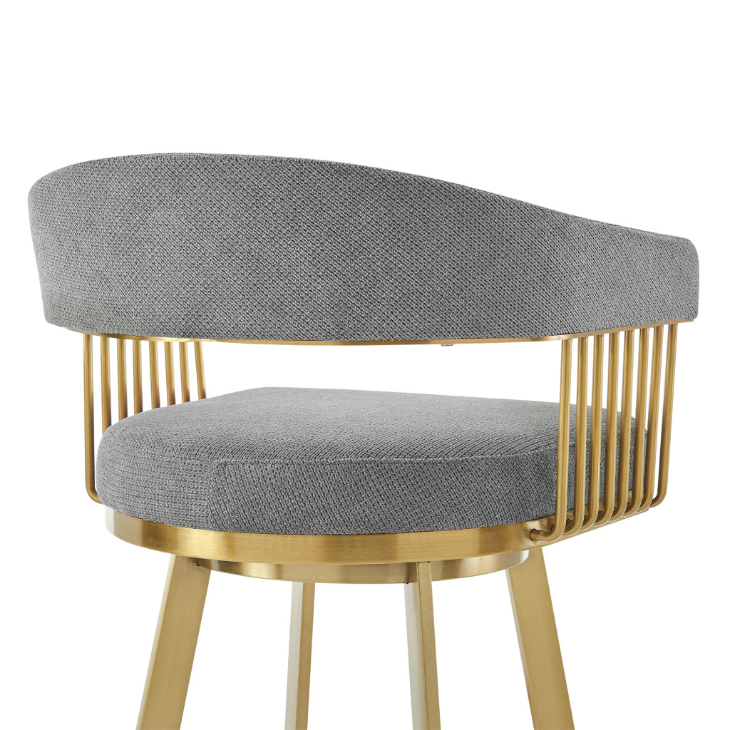 30" Gray and Gold Swivel Bar Stool with Armrests (38" Overall Height) 9 30" Gray and Gold Swivel Bar Stool with Armrests (38" Overall Height) - Image 9