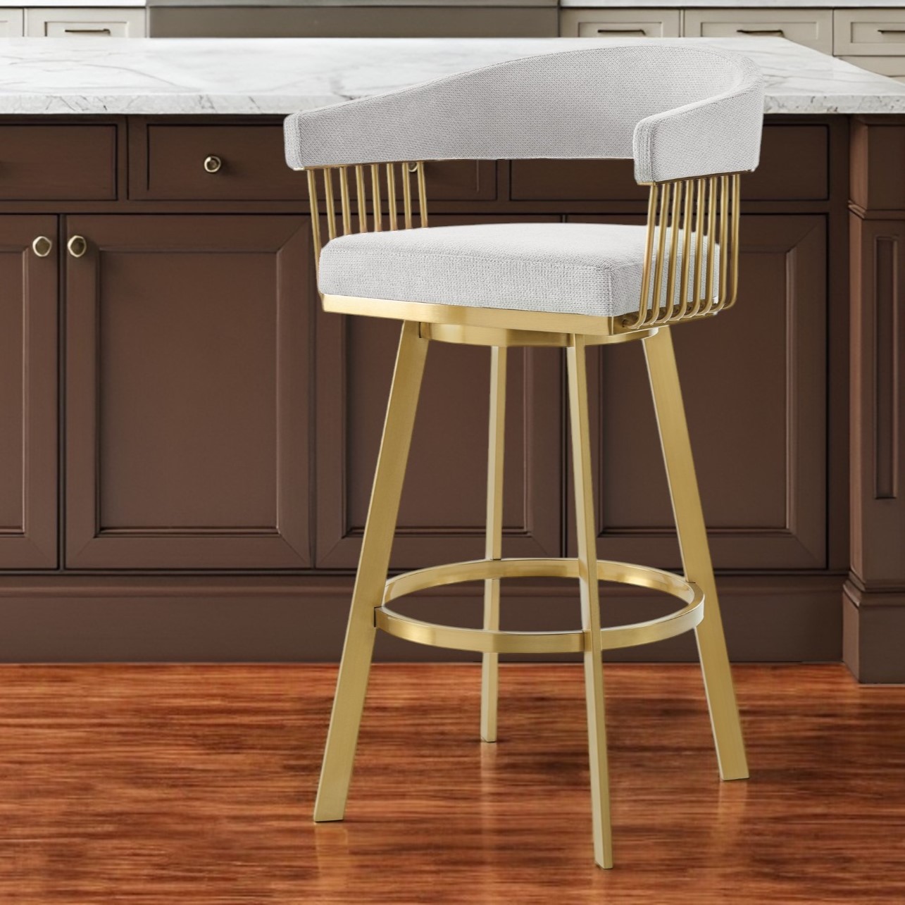 26” Silver & Gold Swivel Low Back Counter Height Bar Stool 1 26” Silver & Gold Swivel Low Back Counter Height Bar Stool