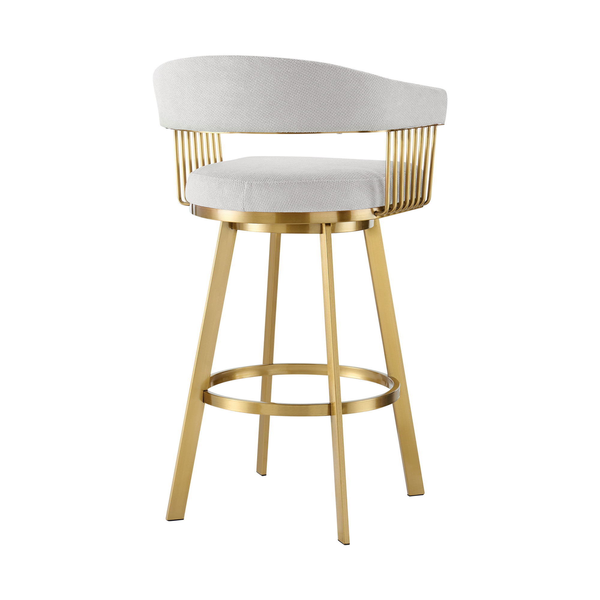 26” Silver & Gold Swivel Low Back Counter Height Bar Stool 4 26” Silver & Gold Swivel Low Back Counter Height Bar Stool - Image 4