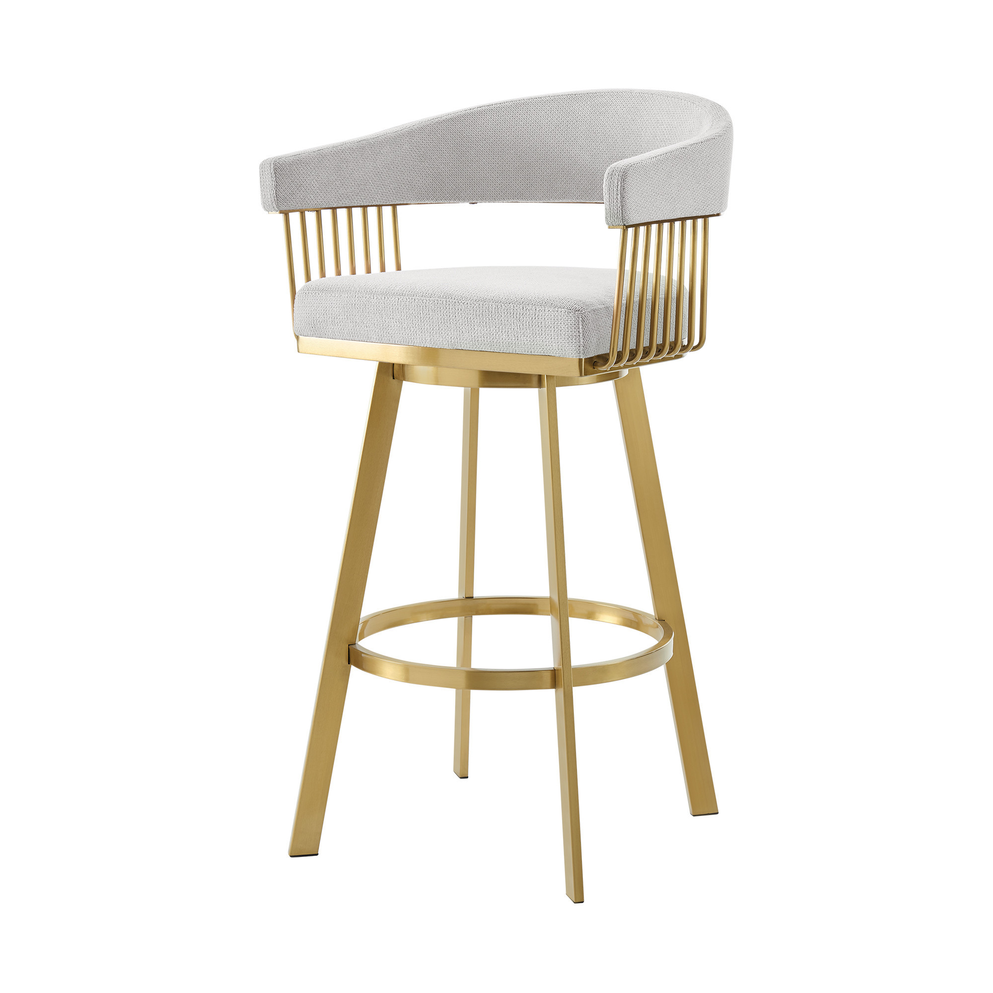 30” Silver and Gold Swivel Bar Stool with Armrests 5 30” Silver and Gold Swivel Bar Stool with Armrests - Image 5