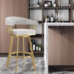 30” Silver and Gold Swivel Bar Stool with Armrests 10 30” Silver and Gold Swivel Bar Stool with Armrests