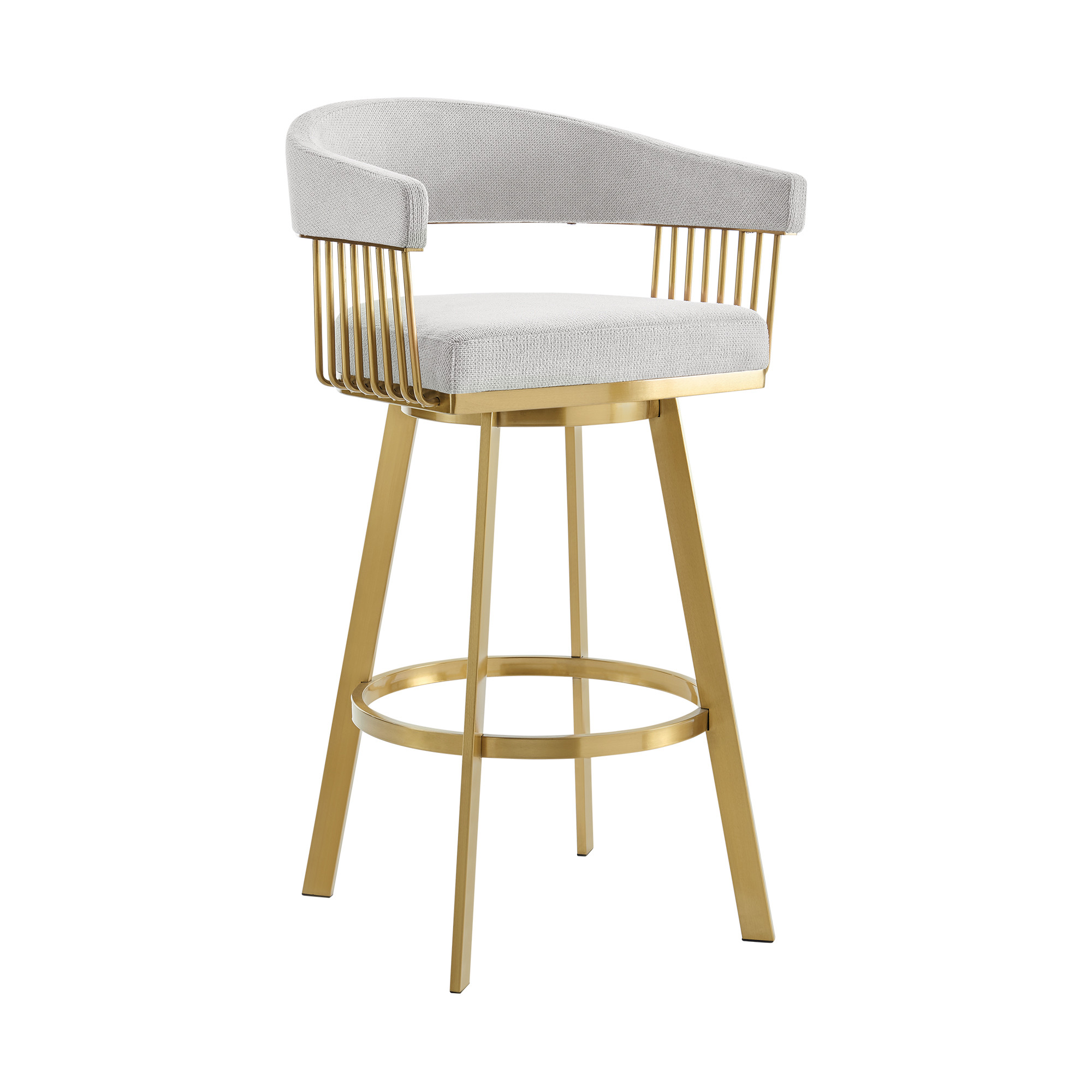 30” Silver and Gold Swivel Bar Stool with Armrests 12 30” Silver and Gold Swivel Bar Stool with Armrests