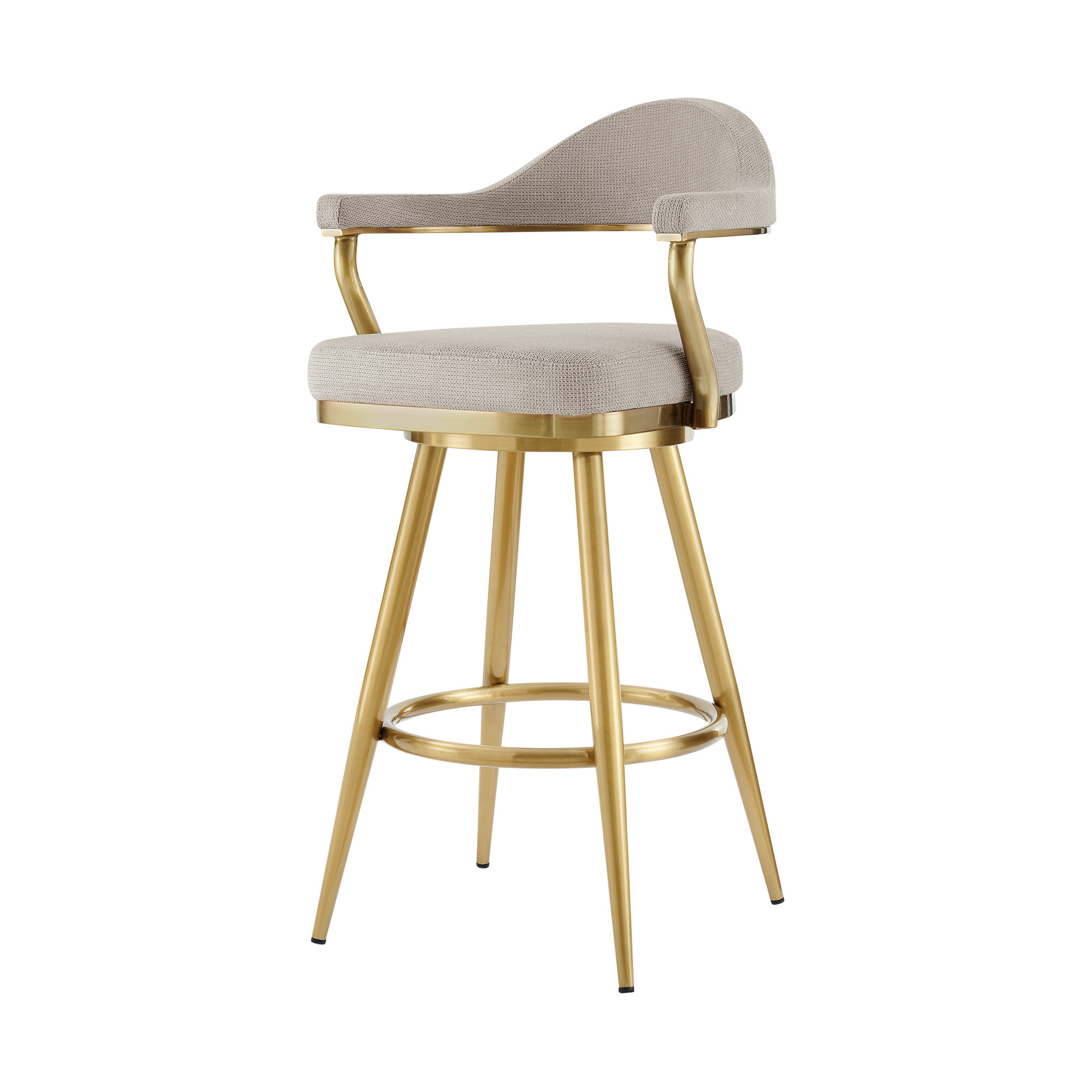 30" Taupe and Gold Swivel Bar Stool with Armrests & Square Seat 5 30" Taupe and Gold Swivel Bar Stool with Armrests & Square Seat - Image 5