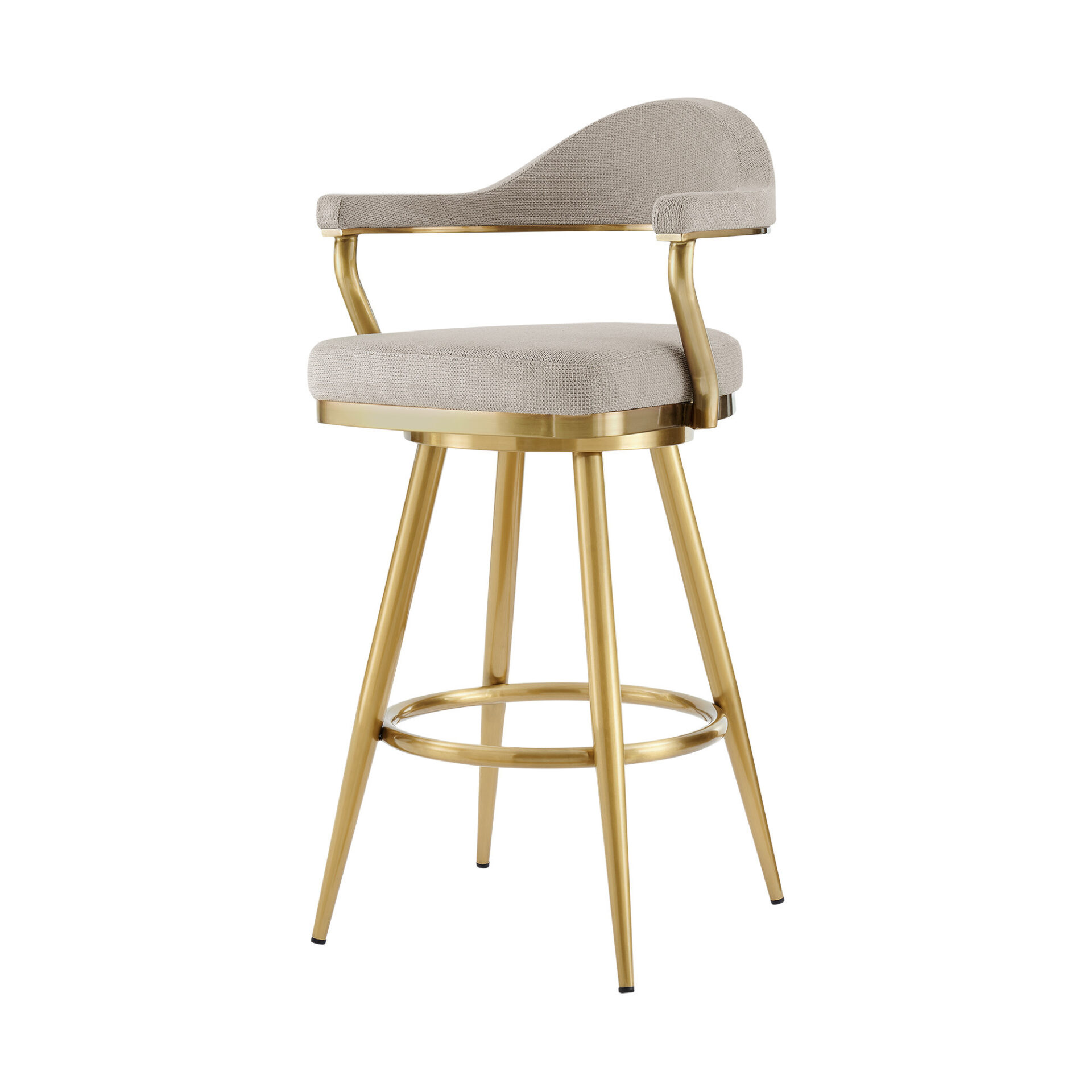 30" Taupe and Gold Swivel Bar Stool with Armrests & Square Seat 6 30" Taupe and Gold Swivel Bar Stool with Armrests & Square Seat - Image 6