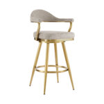 30" Taupe and Gold Swivel Bar Stool with Armrests & Square Seat 12 30" Taupe and Gold Swivel Bar Stool with Armrests & Square Seat