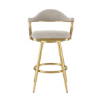 30" Taupe and Gold Swivel Bar Stool with Armrests & Square Seat 11 30" Taupe and Gold Swivel Bar Stool with Armrests & Square Seat