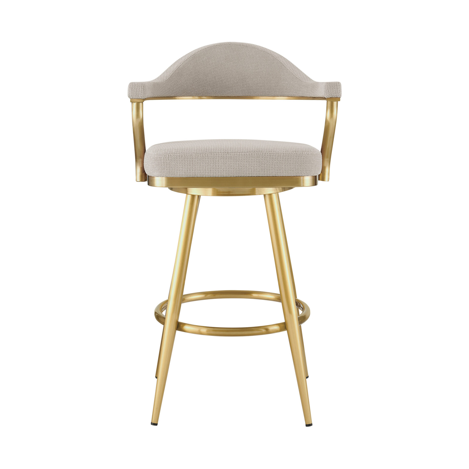 30" Taupe and Gold Swivel Bar Stool with Armrests & Square Seat 2 30" Taupe and Gold Swivel Bar Stool with Armrests & Square Seat - Image 2