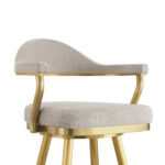 30" Taupe and Gold Swivel Bar Stool with Armrests & Square Seat 16 30" Taupe and Gold Swivel Bar Stool with Armrests & Square Seat