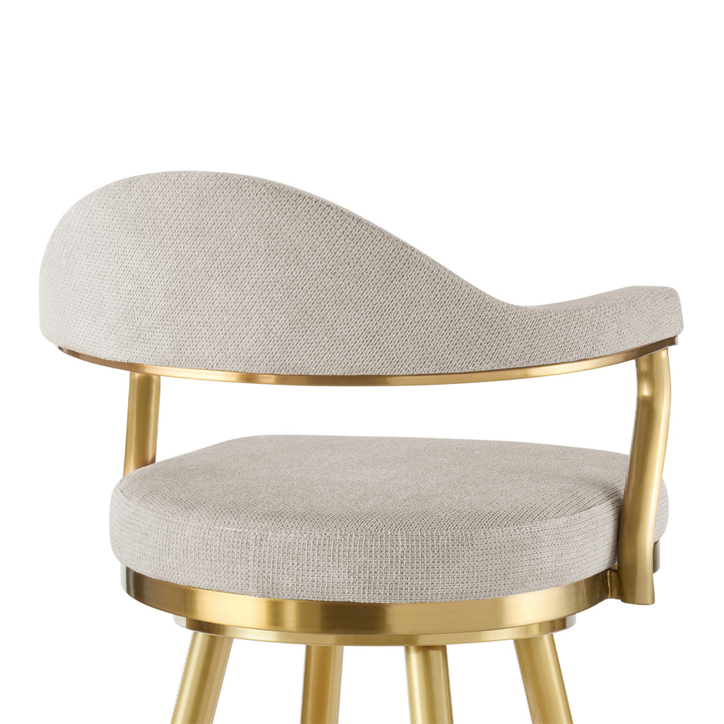 30" Taupe and Gold Swivel Bar Stool with Armrests & Square Seat 8 30" Taupe and Gold Swivel Bar Stool with Armrests & Square Seat - Image 8