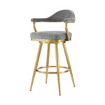 30" Gray and Gold Swivel Bar Stool with Armrests (41" Overall Height) 15 30" Gray and Gold Swivel Bar Stool with Armrests (41" Overall Height)
