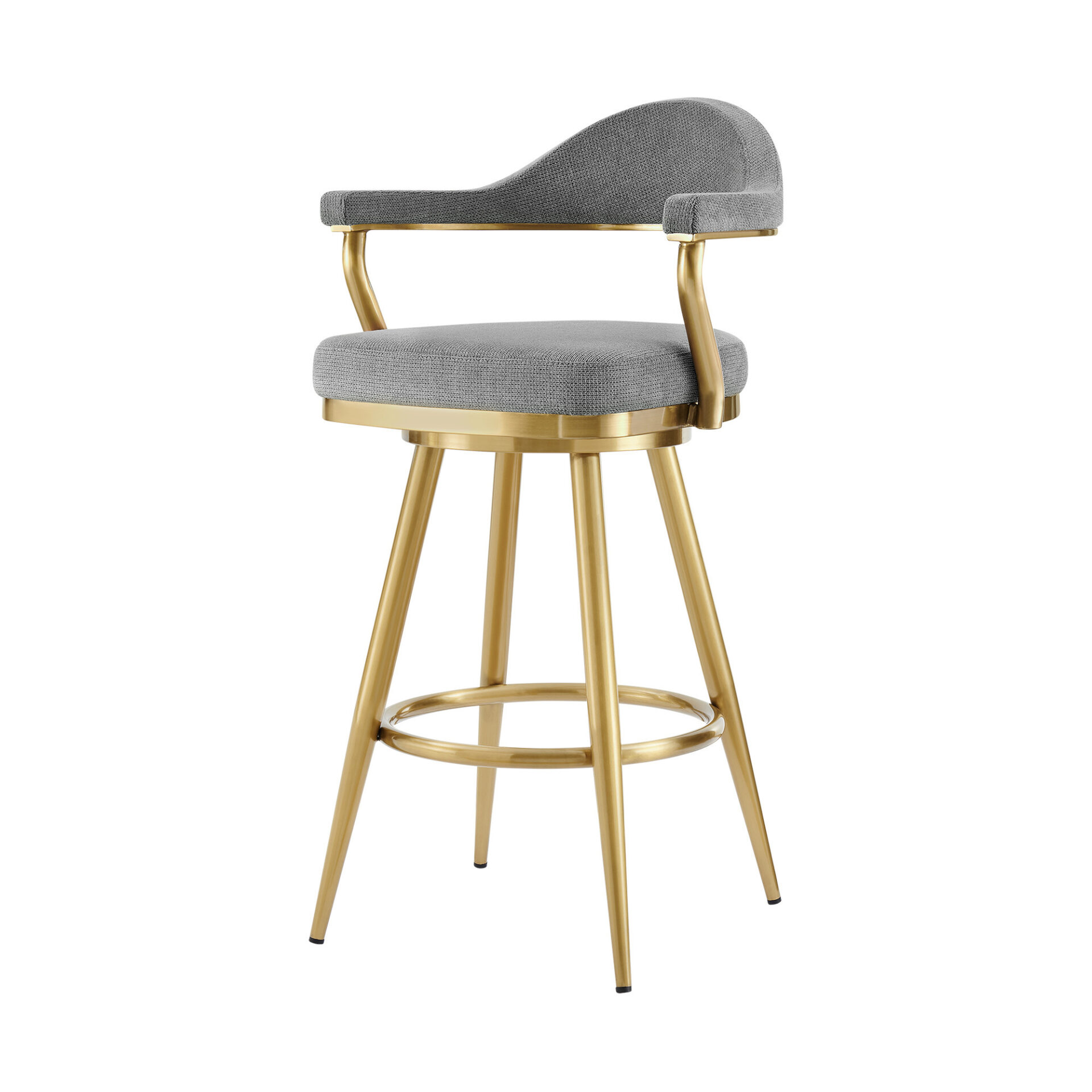 30" Gray and Gold Swivel Bar Stool with Armrests (41" Overall Height) 6 30" Gray and Gold Swivel Bar Stool with Armrests (41" Overall Height) - Image 6