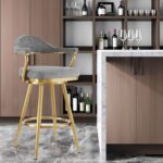 30" Gray and Gold Swivel Bar Stool with Armrests (41" Overall Height) 10 30" Gray and Gold Swivel Bar Stool with Armrests (41" Overall Height)