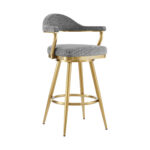 30" Gray and Gold Swivel Bar Stool with Armrests (41" Overall Height) 12 30" Gray and Gold Swivel Bar Stool with Armrests (41" Overall Height)
