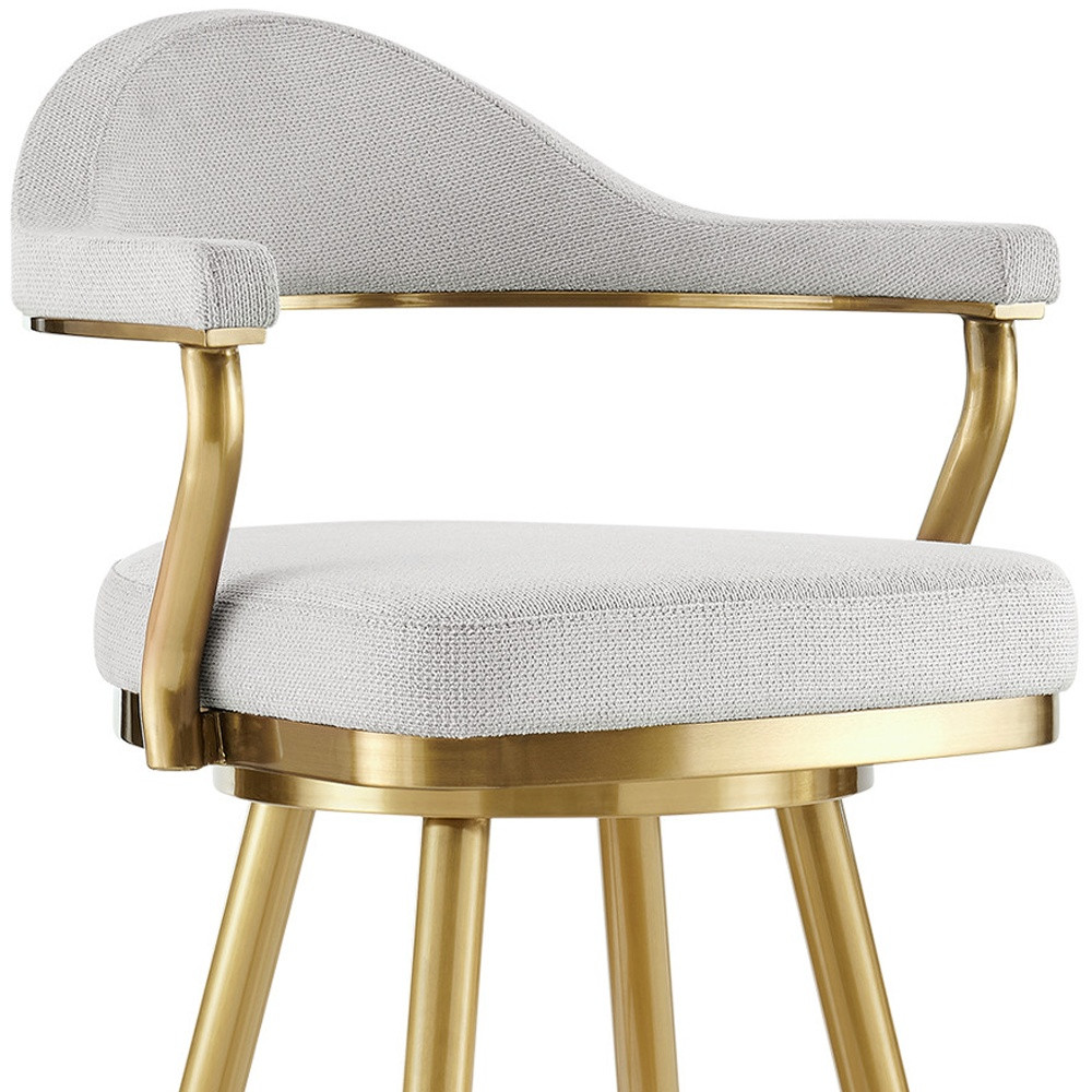 26" Silver and Gold Swivel Bar Stool with Armrests 9 26" Silver and Gold Swivel Bar Stool with Armrests - Image 9