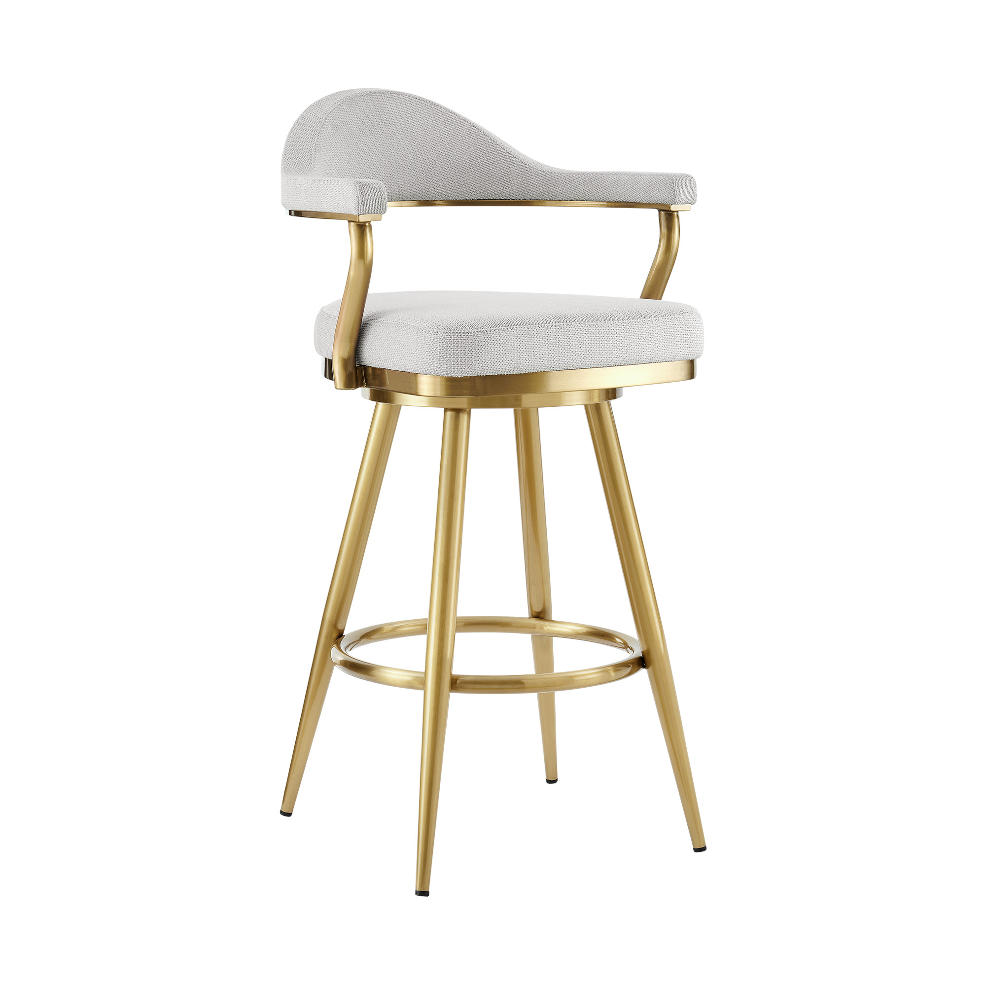26" Silver and Gold Swivel Bar Stool with Armrests 3 26" Silver and Gold Swivel Bar Stool with Armrests - Image 3