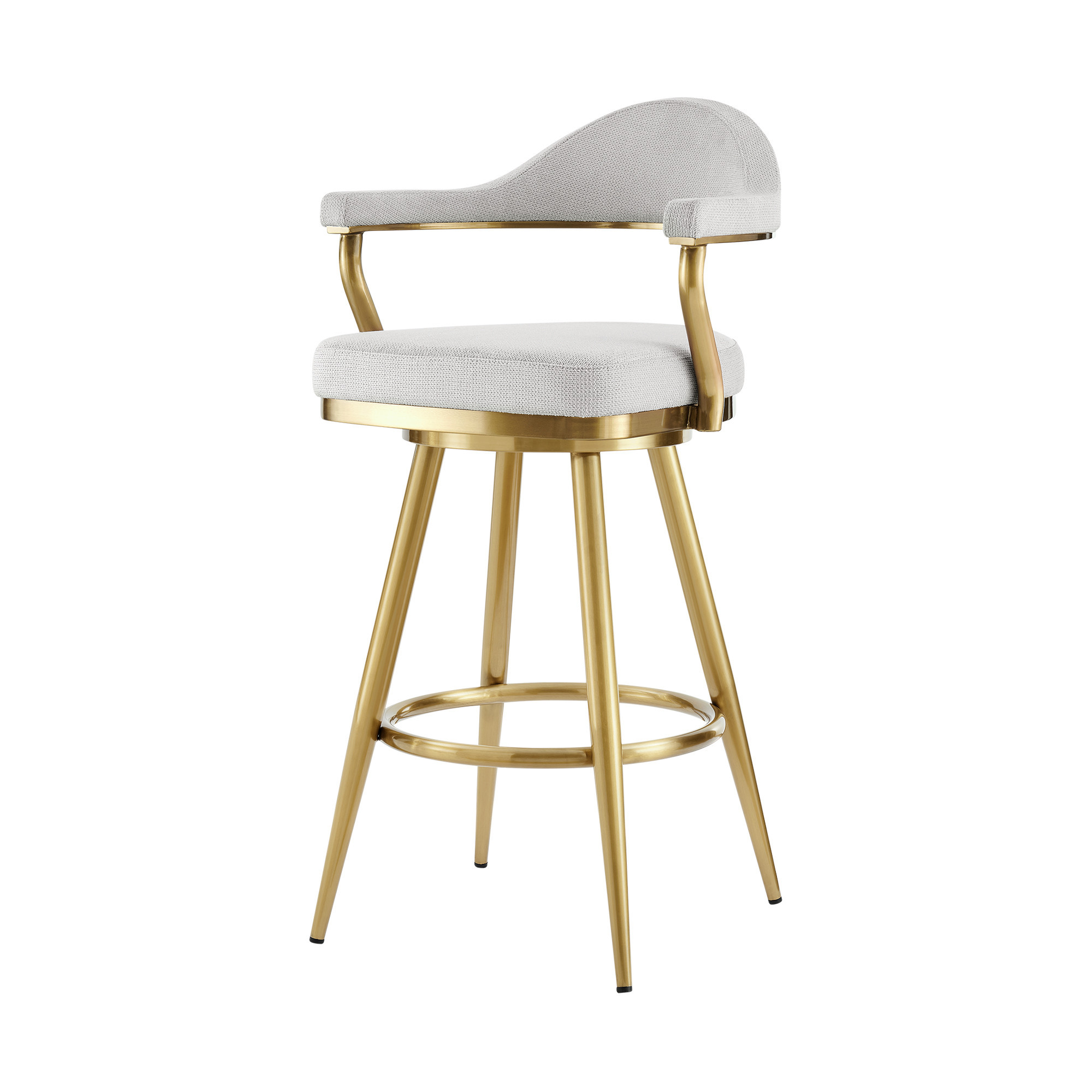 30" Silver and Gold Swivel Bar Stool with Armrests 5 30" Silver and Gold Swivel Bar Stool with Armrests - Image 5