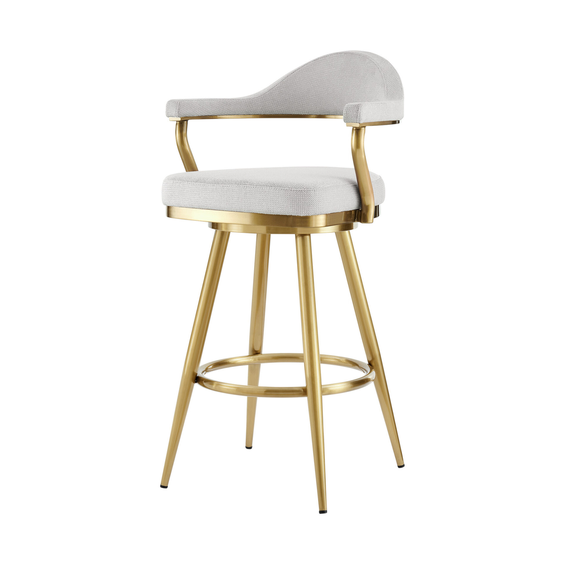 30" Silver and Gold Swivel Bar Stool with Armrests 6 30" Silver and Gold Swivel Bar Stool with Armrests - Image 6