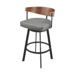 30" Gray Brown Faux Leather Swivel Bar Stool with Arms 15 30" Gray Brown Faux Leather Swivel Bar Stool with Arms