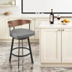 30" Gray Brown Faux Leather Swivel Bar Stool with Arms 10 30" Gray Brown Faux Leather Swivel Bar Stool with Arms