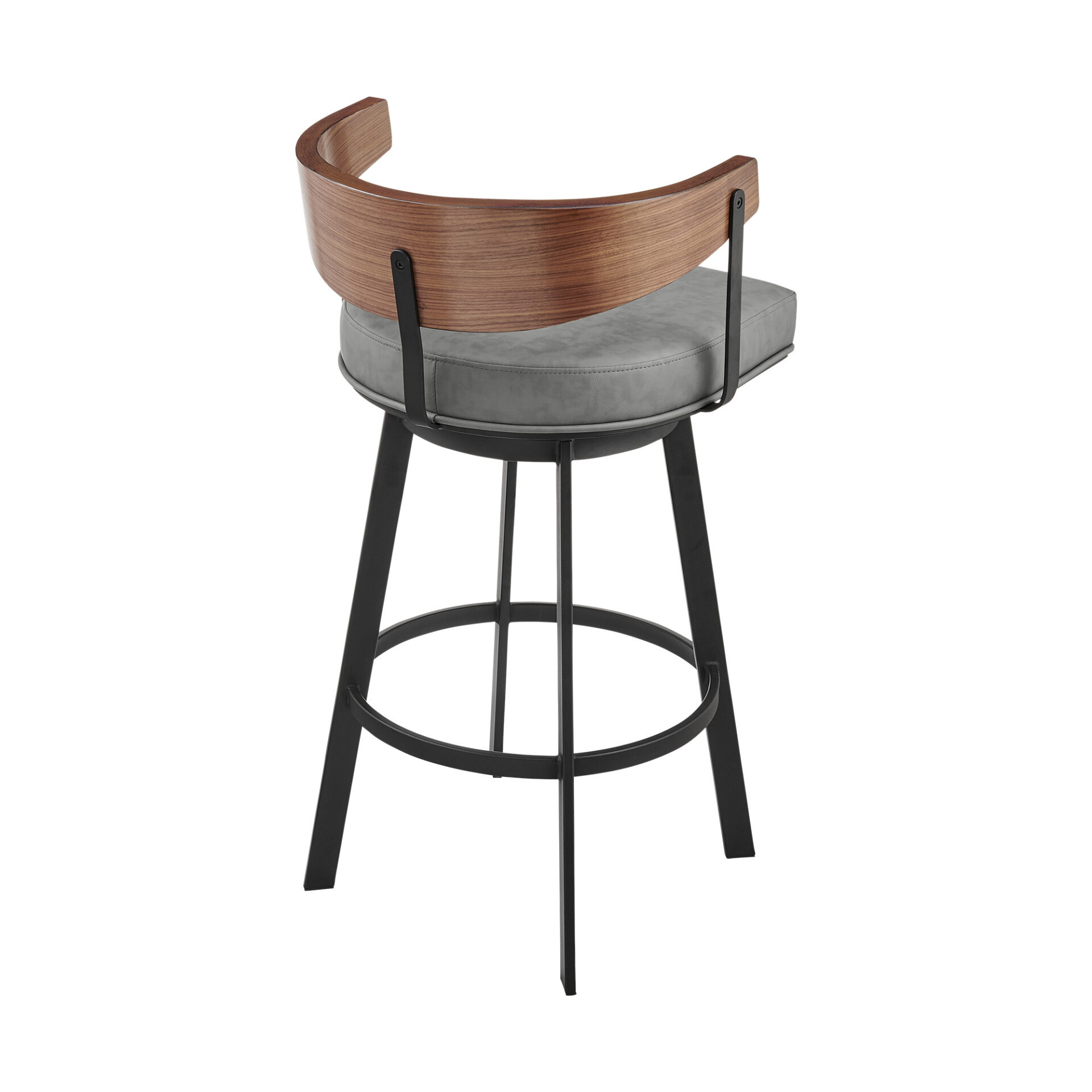 30" Gray Brown Faux Leather Swivel Bar Stool with Arms 4 30" Gray Brown Faux Leather Swivel Bar Stool with Arms - Image 4