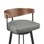 30" Gray Brown Faux Leather Swivel Bar Stool with Arms 16 30" Gray Brown Faux Leather Swivel Bar Stool with Arms