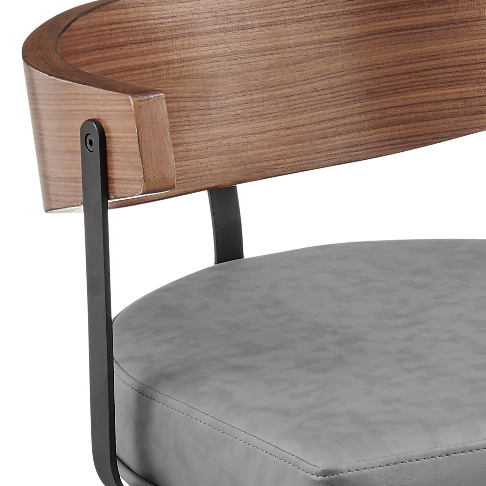 30" Gray Brown Faux Leather Swivel Bar Stool with Arms 8 30" Gray Brown Faux Leather Swivel Bar Stool with Arms - Image 8