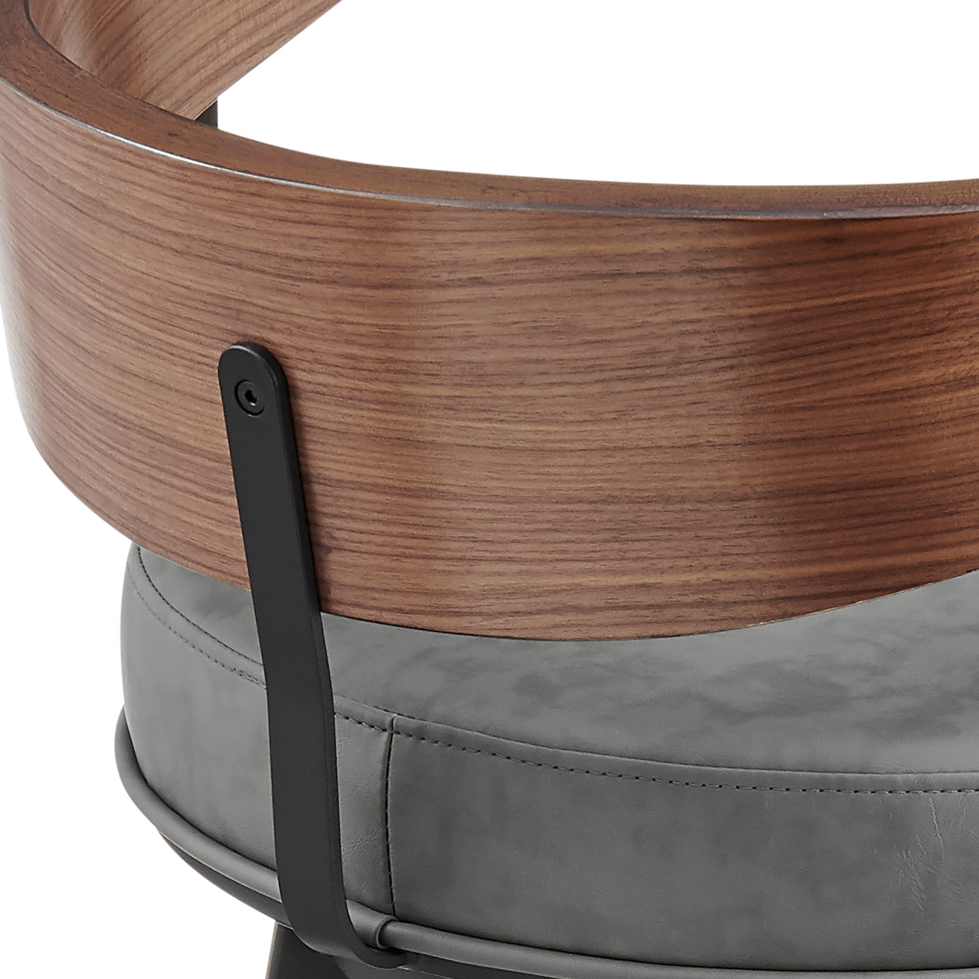 30" Gray Brown Faux Leather Swivel Bar Stool with Arms 9 30" Gray Brown Faux Leather Swivel Bar Stool with Arms - Image 9