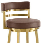 30" Modern Coffee and Gold Faux Leather Swivel Bar Stool 14 30" Modern Coffee and Gold Faux Leather Swivel Bar Stool