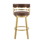 30" Modern Coffee and Gold Faux Leather Swivel Bar Stool 11 30" Modern Coffee and Gold Faux Leather Swivel Bar Stool