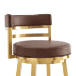 30" Modern Coffee and Gold Faux Leather Swivel Bar Stool 15 30" Modern Coffee and Gold Faux Leather Swivel Bar Stool