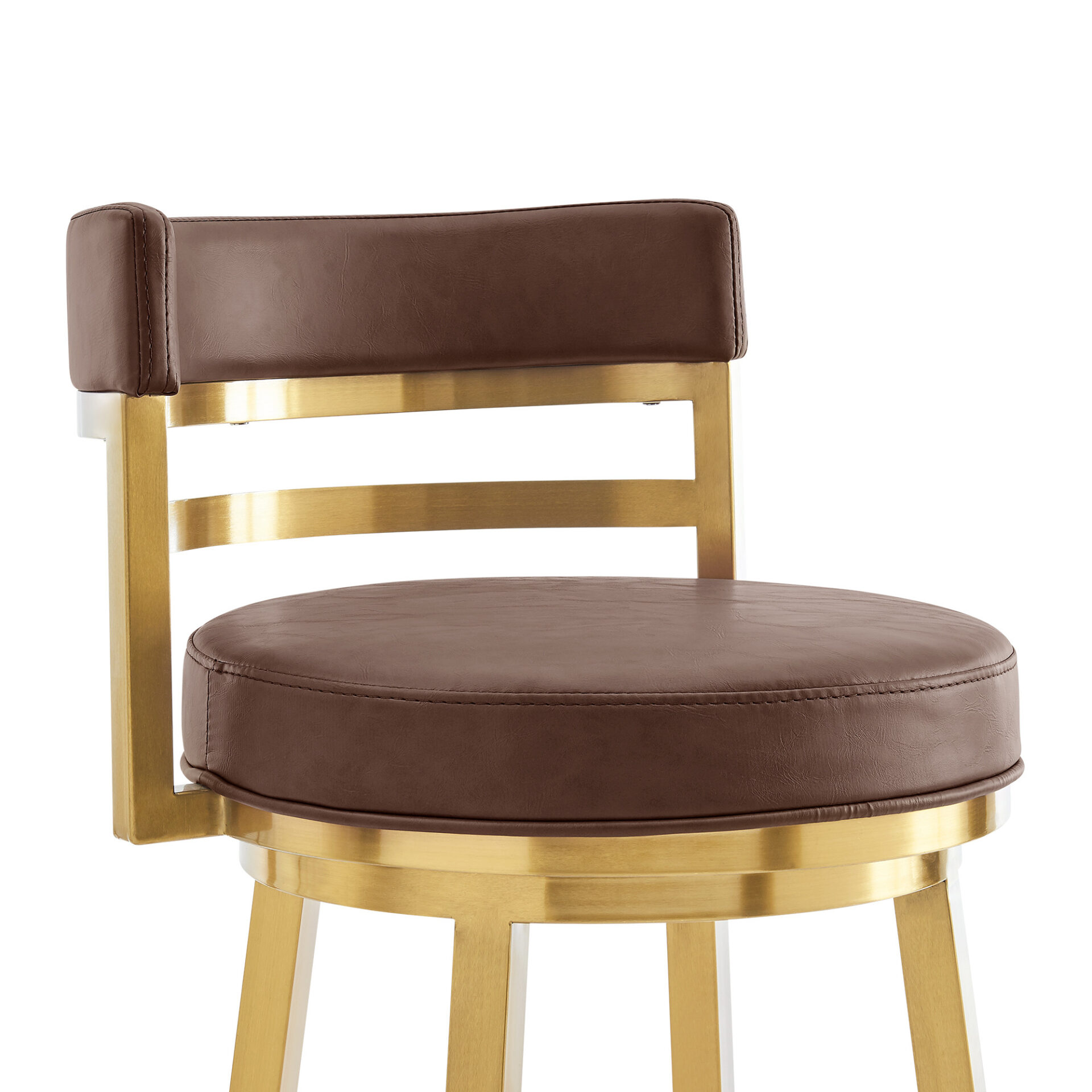 30" Modern Coffee and Gold Faux Leather Swivel Bar Stool 6 30" Modern Coffee and Gold Faux Leather Swivel Bar Stool - Image 6
