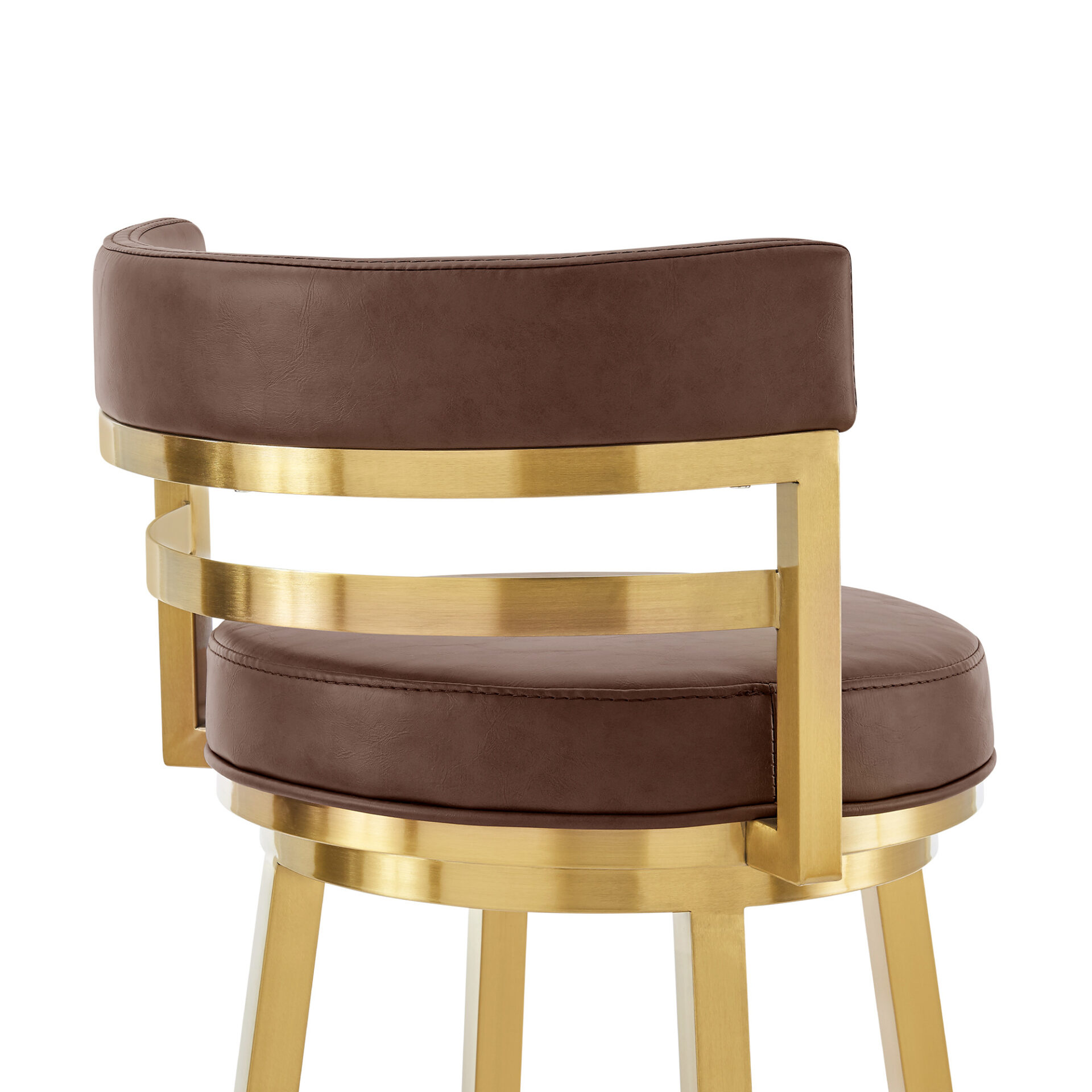 30" Modern Coffee and Gold Faux Leather Swivel Bar Stool 7 30" Modern Coffee and Gold Faux Leather Swivel Bar Stool - Image 7