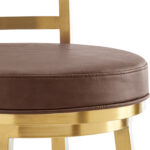 30" Modern Coffee and Gold Faux Leather Swivel Bar Stool 17 30" Modern Coffee and Gold Faux Leather Swivel Bar Stool