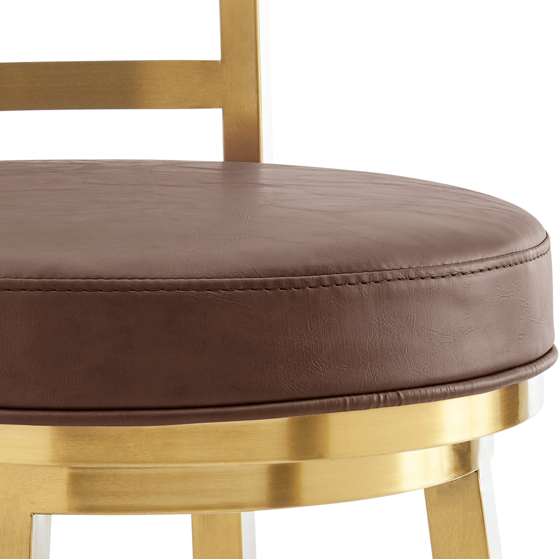 30" Modern Coffee and Gold Faux Leather Swivel Bar Stool 8 30" Modern Coffee and Gold Faux Leather Swivel Bar Stool - Image 8