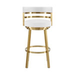 26" White and Gold Swivel Faux Leather Bar Stool 11 26" White and Gold Swivel Faux Leather Bar Stool