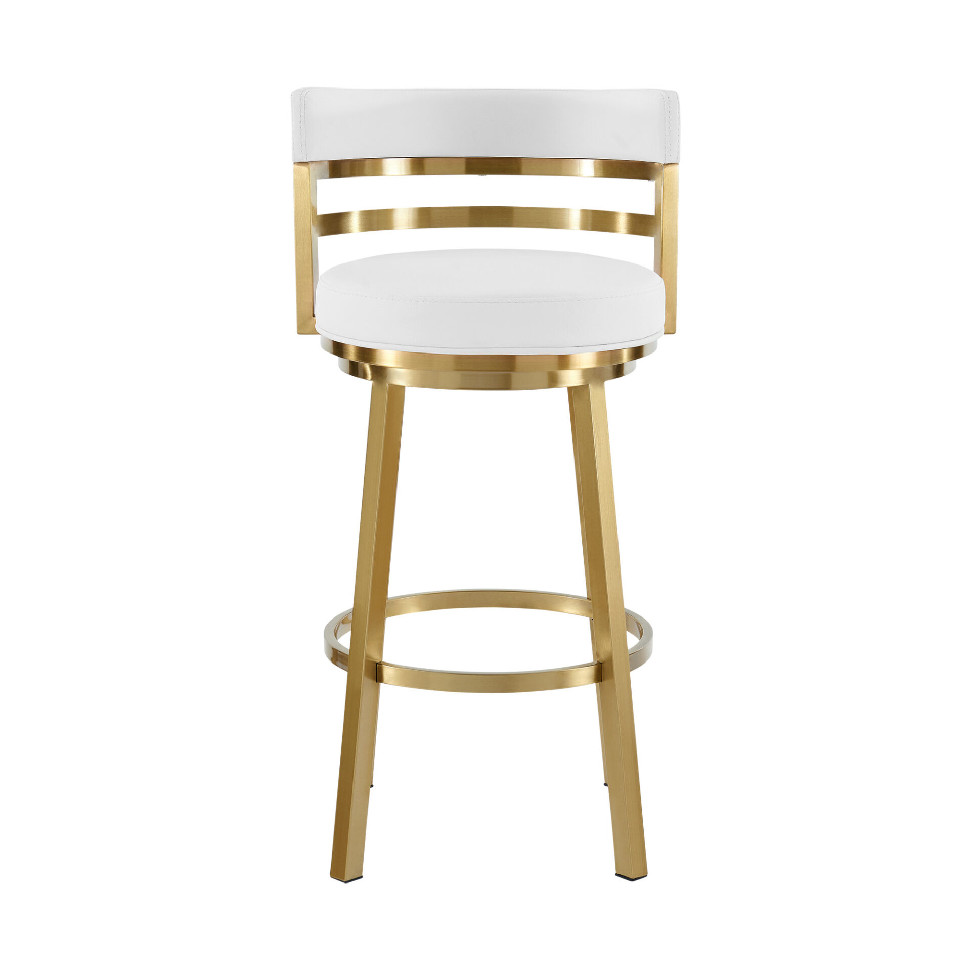 26" White and Gold Swivel Faux Leather Bar Stool 2 26" White and Gold Swivel Faux Leather Bar Stool - Image 2