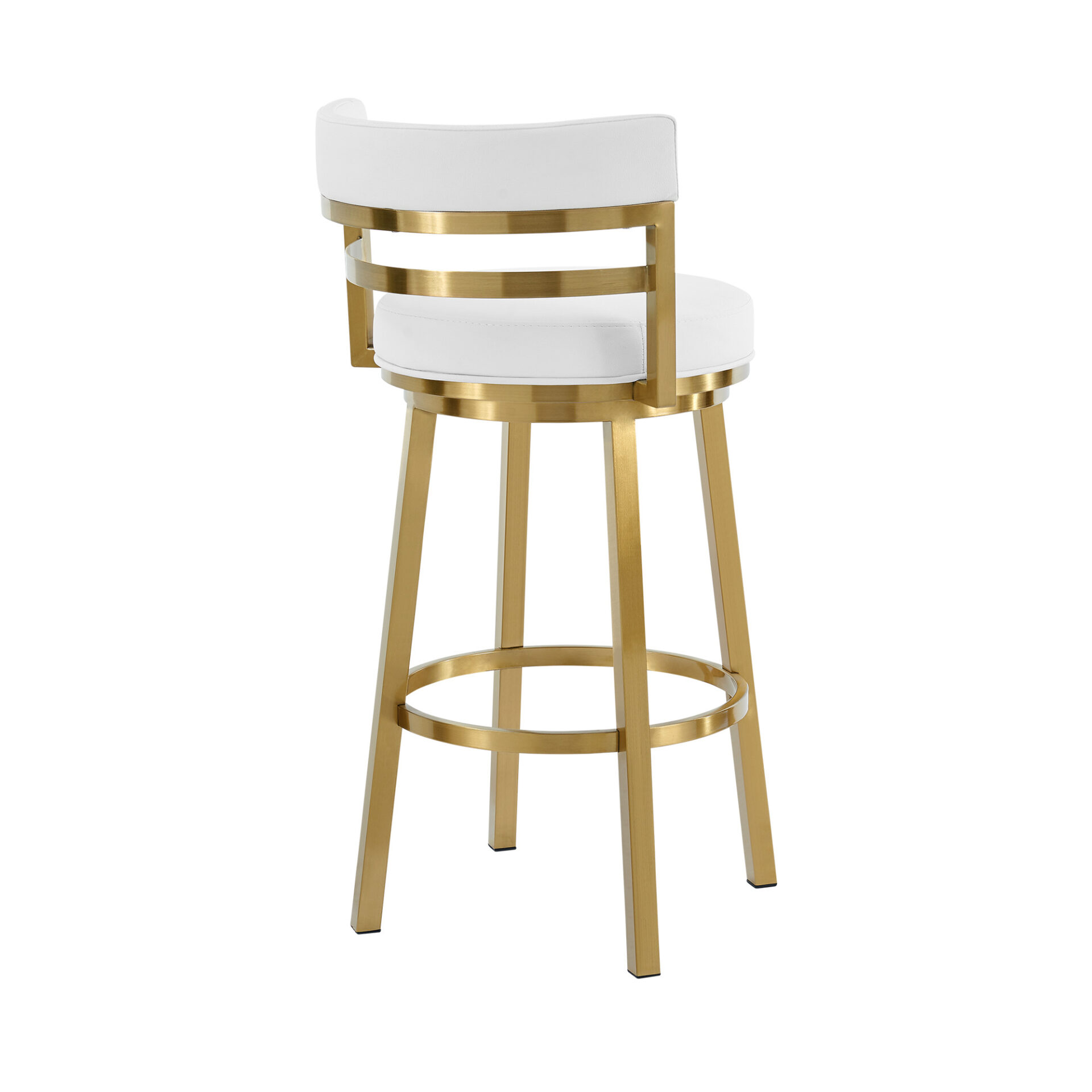 26" White and Gold Swivel Faux Leather Bar Stool 4 26" White and Gold Swivel Faux Leather Bar Stool - Image 4