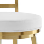 26" White and Gold Swivel Faux Leather Bar Stool 18 26" White and Gold Swivel Faux Leather Bar Stool