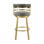 30” Gray and Gold Modern Swivel Faux Leather Bar Stool 11 30” Gray and Gold Modern Swivel Faux Leather Bar Stool