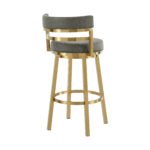 30” Gray and Gold Modern Swivel Faux Leather Bar Stool 13 30” Gray and Gold Modern Swivel Faux Leather Bar Stool