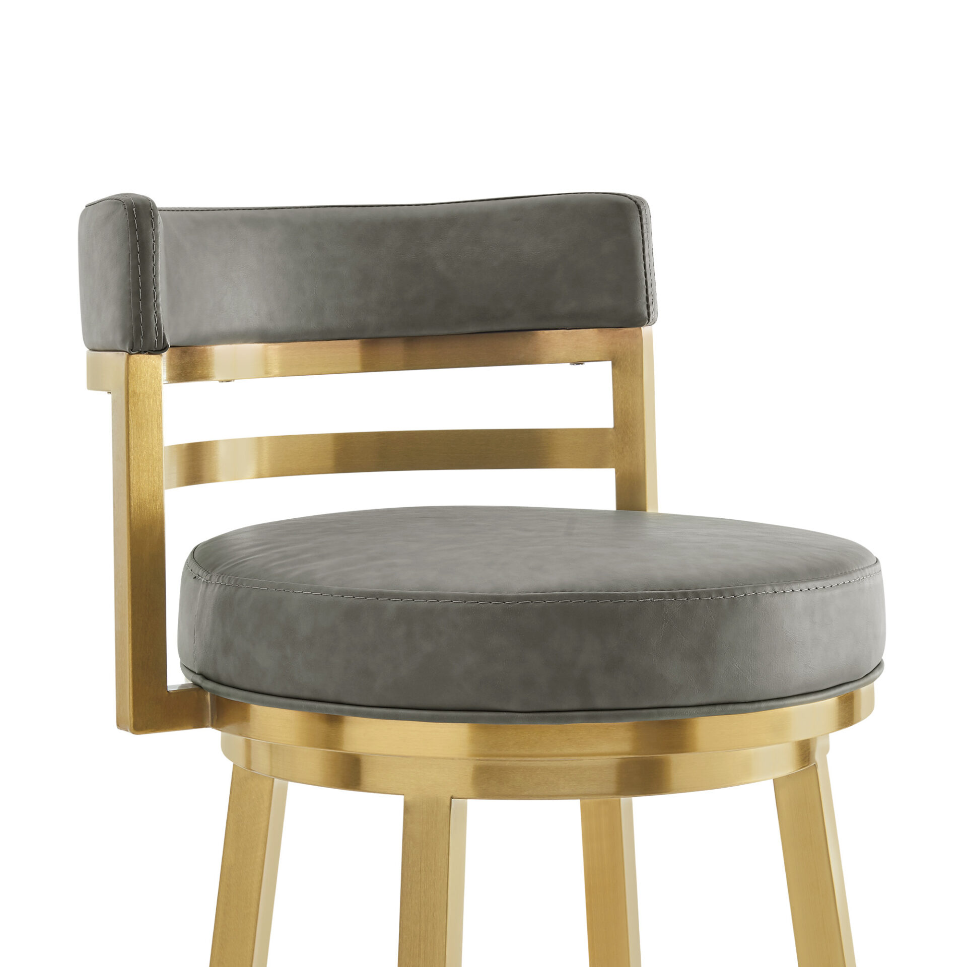 30” Gray and Gold Modern Swivel Faux Leather Bar Stool 5 30” Gray and Gold Modern Swivel Faux Leather Bar Stool - Image 5