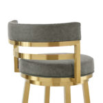 30” Gray and Gold Modern Swivel Faux Leather Bar Stool 17 30” Gray and Gold Modern Swivel Faux Leather Bar Stool