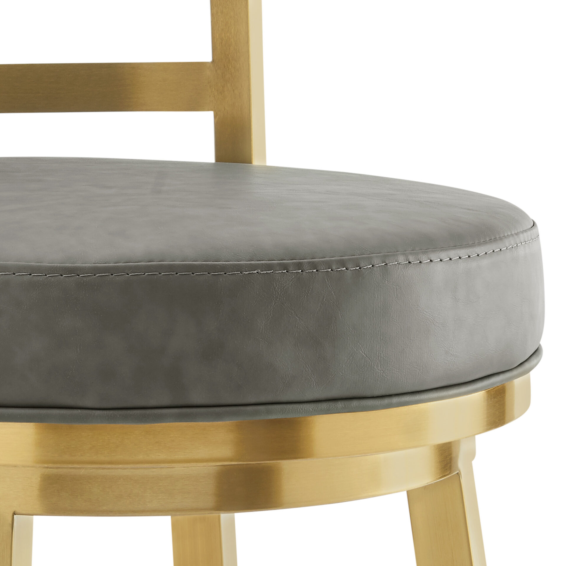 30” Gray and Gold Modern Swivel Faux Leather Bar Stool 9 30” Gray and Gold Modern Swivel Faux Leather Bar Stool - Image 9